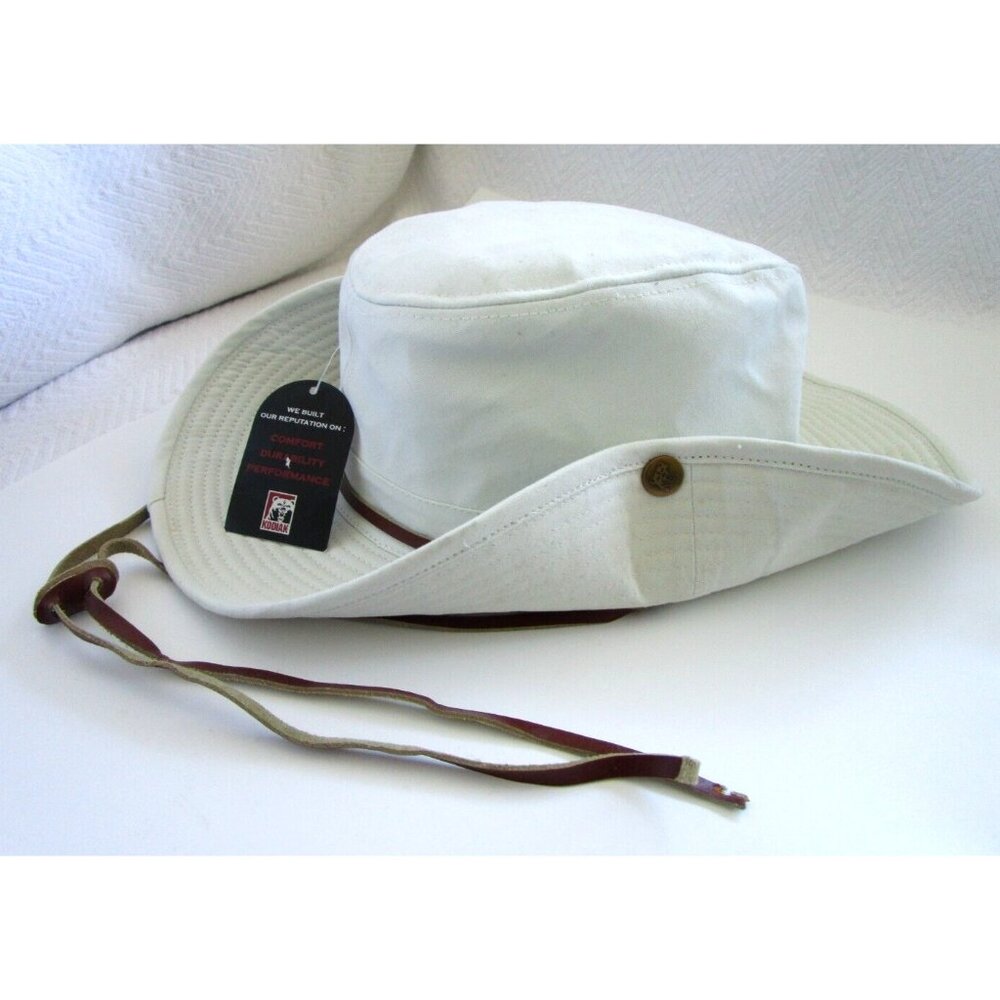 Men's Kodiak Rugged Outback Headwear Beige & Leather Strap - OS 100% Cotton NWT